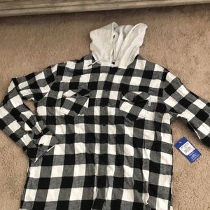 NWT - Hurley men’s size L flannel with hood